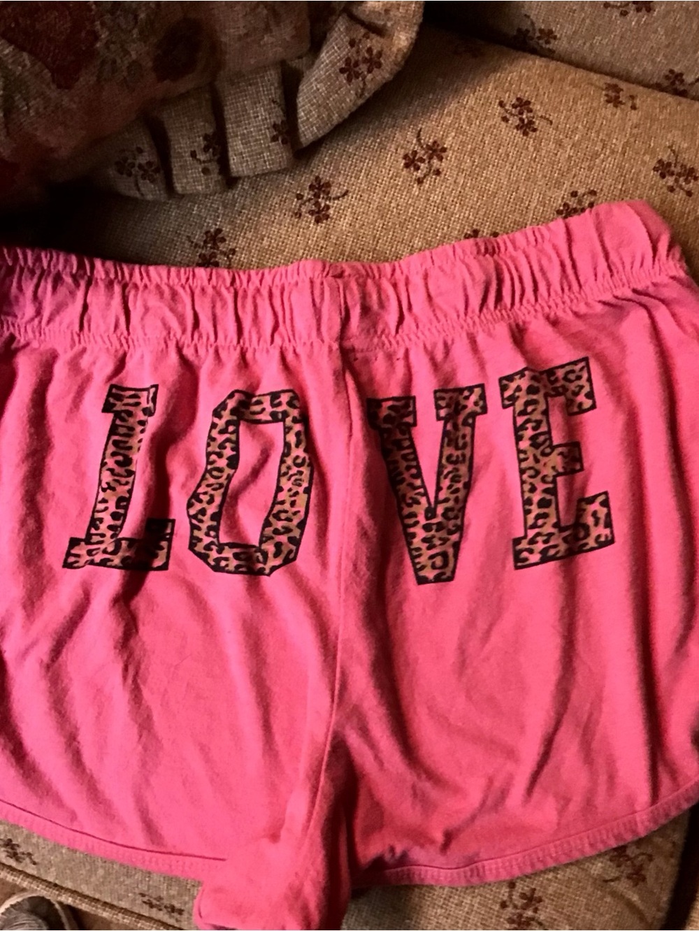 Bobbie Brooks Pink LOVE Leopard Print Lounge Shorts